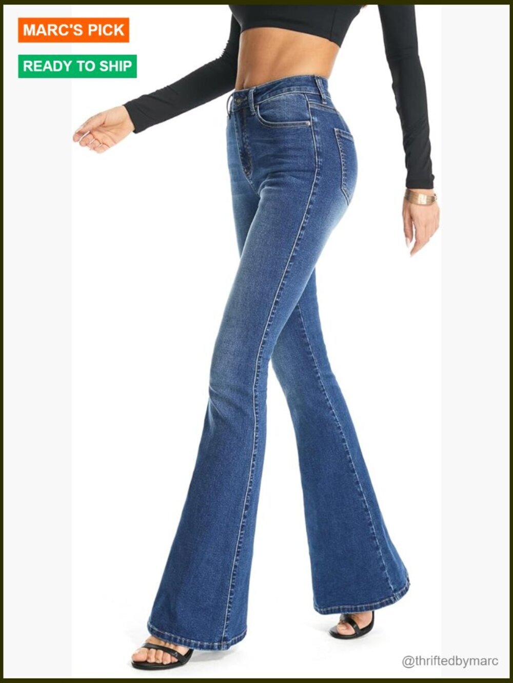 Curvy High Rise Bootcut Stretch Jeans, Premium Cotton Denim
